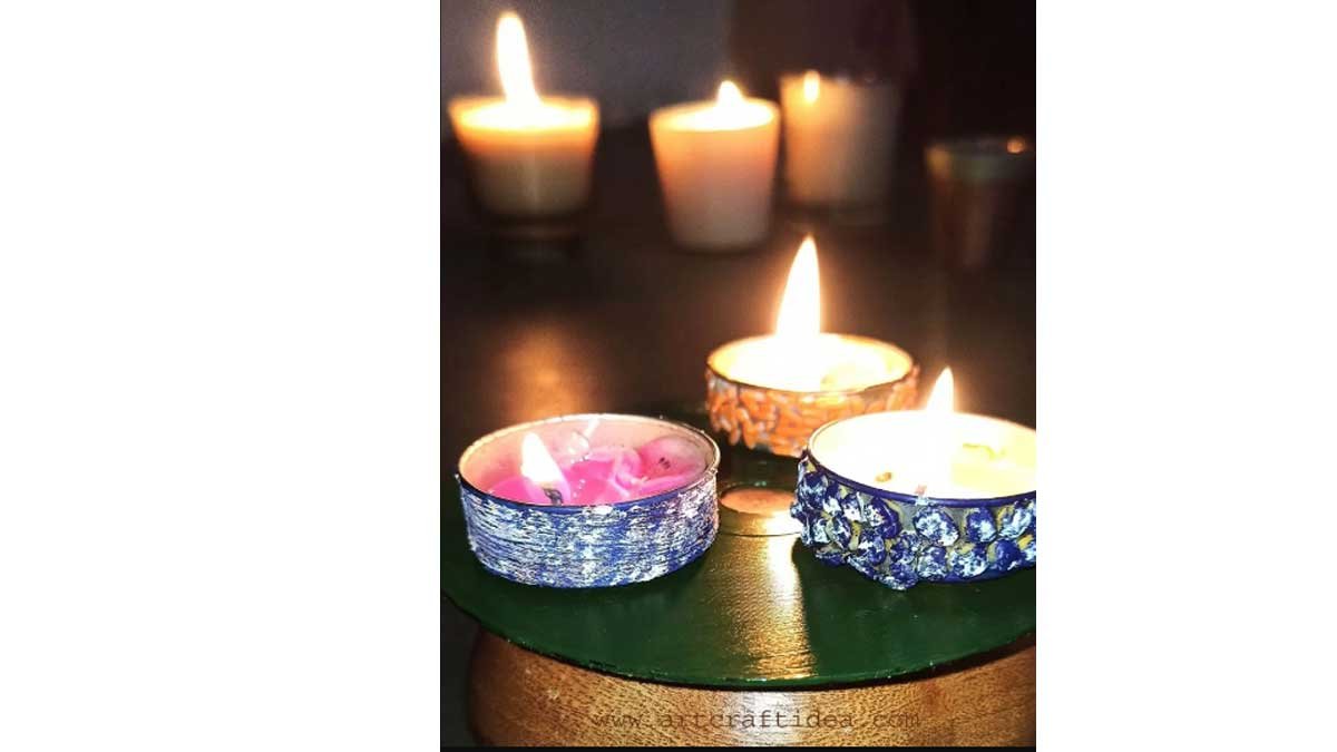 Diwali diya decoration At Home