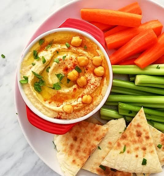 humus with veggie sticks easy evening snacks recipe